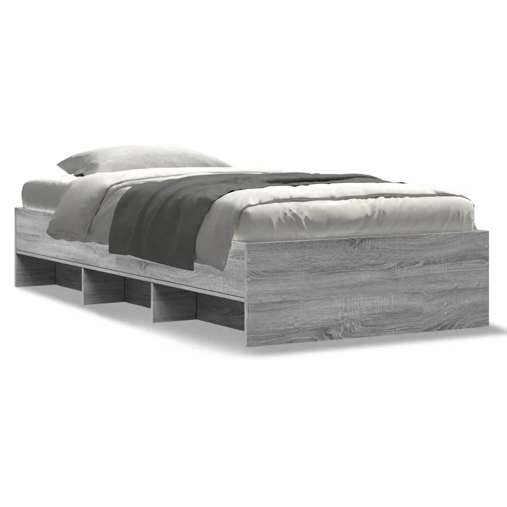 Letto singolo | Letto per adulti | Giroletto Grigio Sonoma 90x190 cm in Legno Multistrato