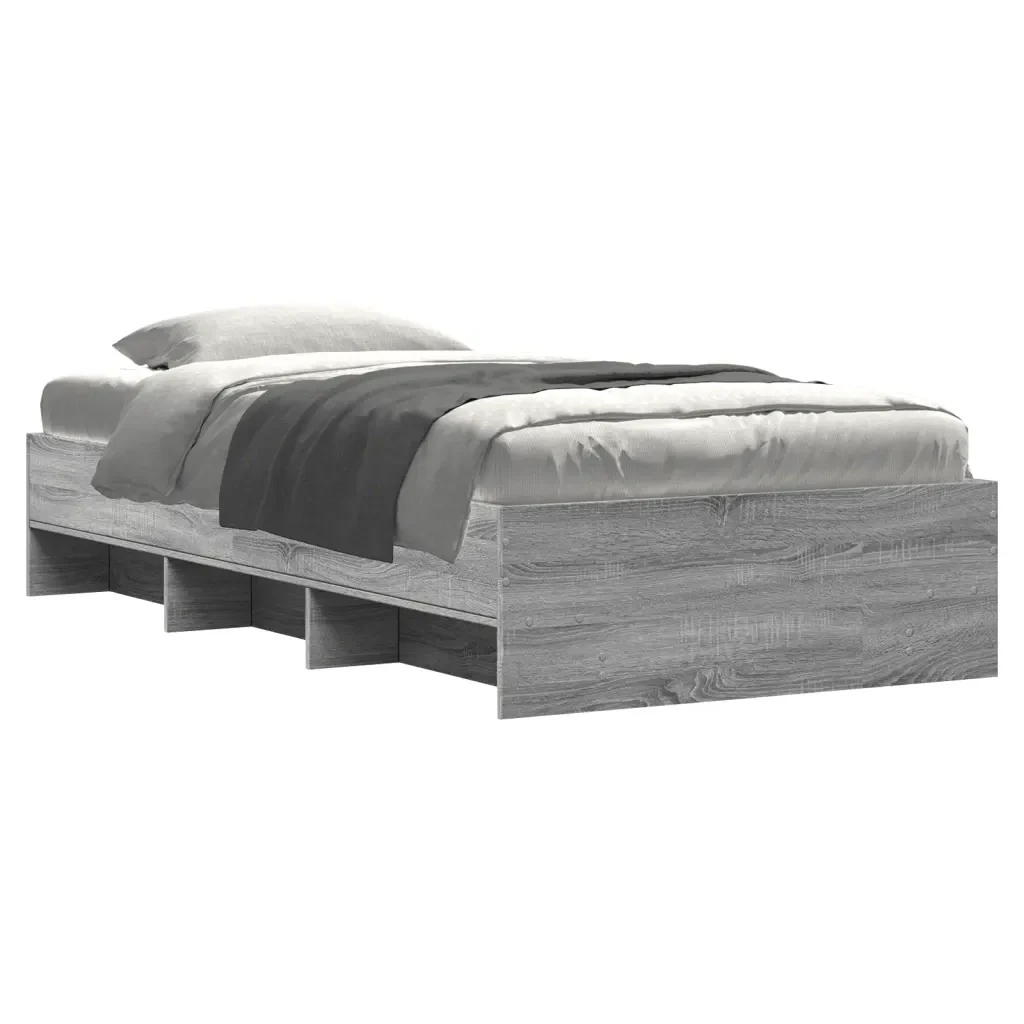 Letto singolo | Letto per adulti | Giroletto Grigio Sonoma 90x190 cm in Legno Multistrato - Image 4