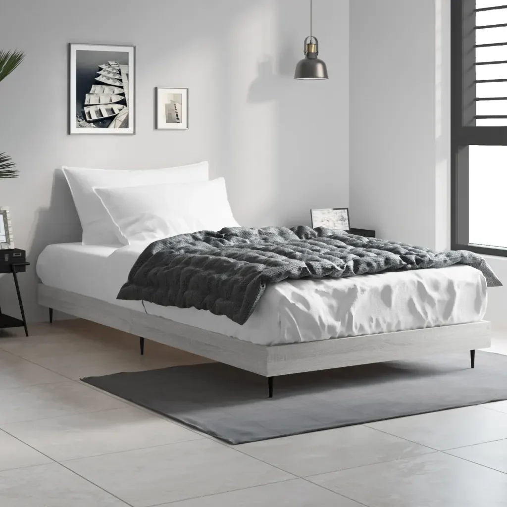 Letto singolo | Letto per adulti | Giroletto Grigio Sonoma 90x190 cm in Legno Multistrato - Image 2