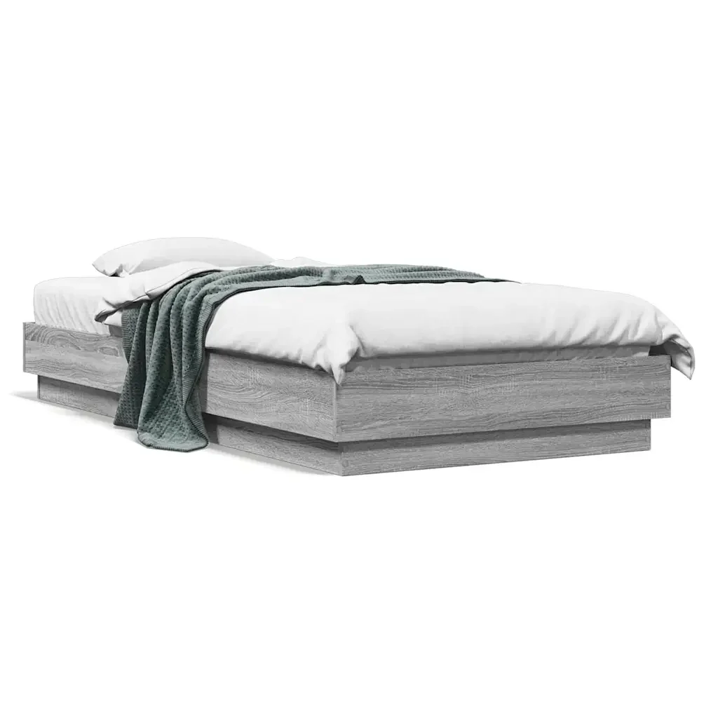 Letto singolo | Letto per adulti | Giroletto Grigio Sonoma 90x190 cm in Legno Multistrato