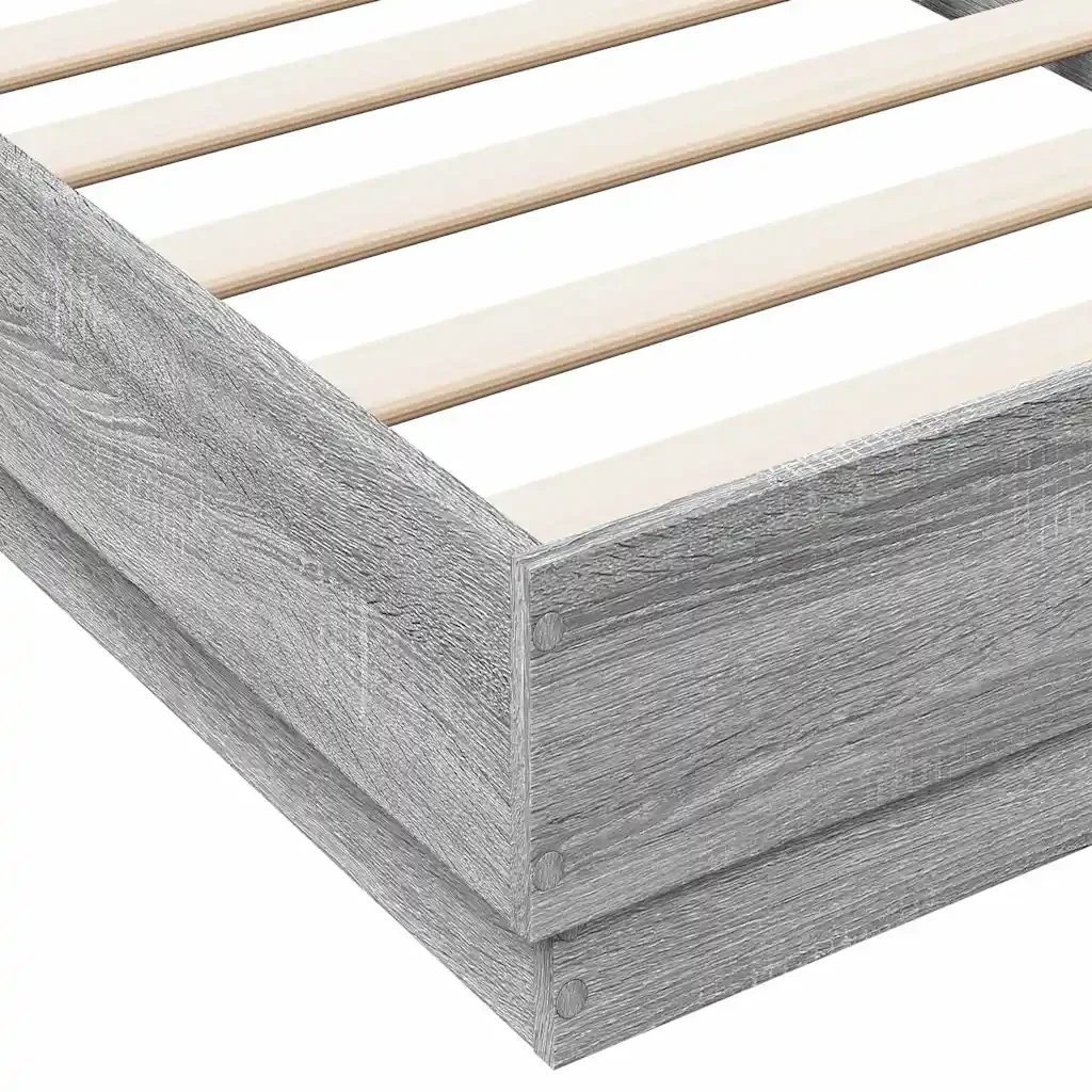 Letto singolo | Letto per adulti | Giroletto Grigio Sonoma 90x190 cm in Legno Multistrato - Image 7