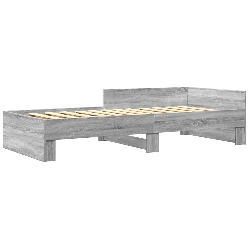 Letto singolo | Letto per adulti | Giroletto Grigio Sonoma 90x190 cm in Legno Multistrato - Image 3