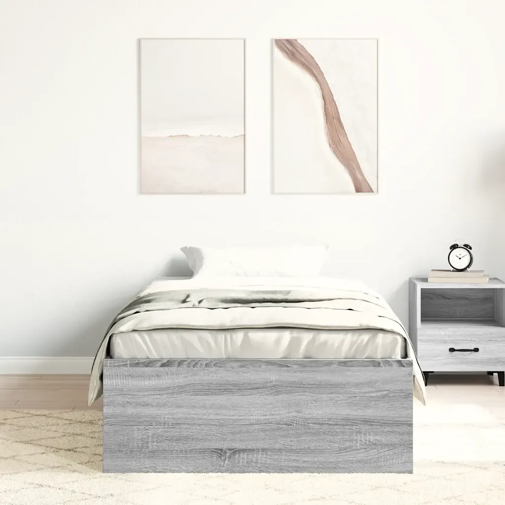 Letto singolo | Letto per adulti | Giroletto Grigio Sonoma 90x200 cm - Image 4