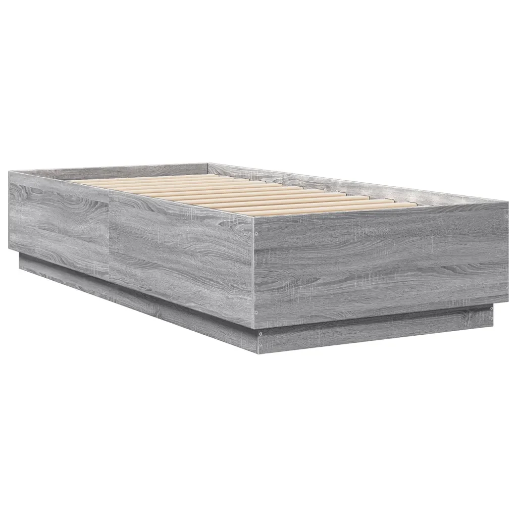 Letto singolo | Letto per adulti | Giroletto Grigio Sonoma 90x200 cm in Legno Multistrato - Image 6