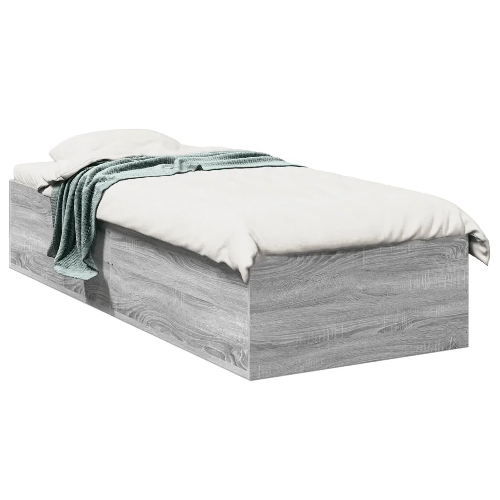 Letto singolo | Letto per adulti | Giroletto Grigio Sonoma 90x200 cm in Legno Multistrato - Image 2