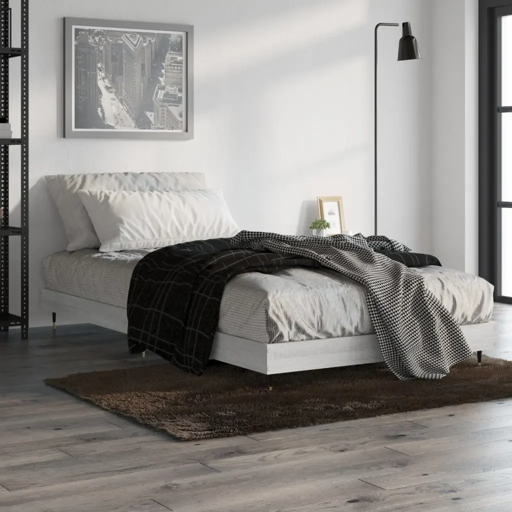 Letto singolo | Letto per adulti | Giroletto Grigio Sonoma 90x200 cm in Legno Multistrato - Image 2