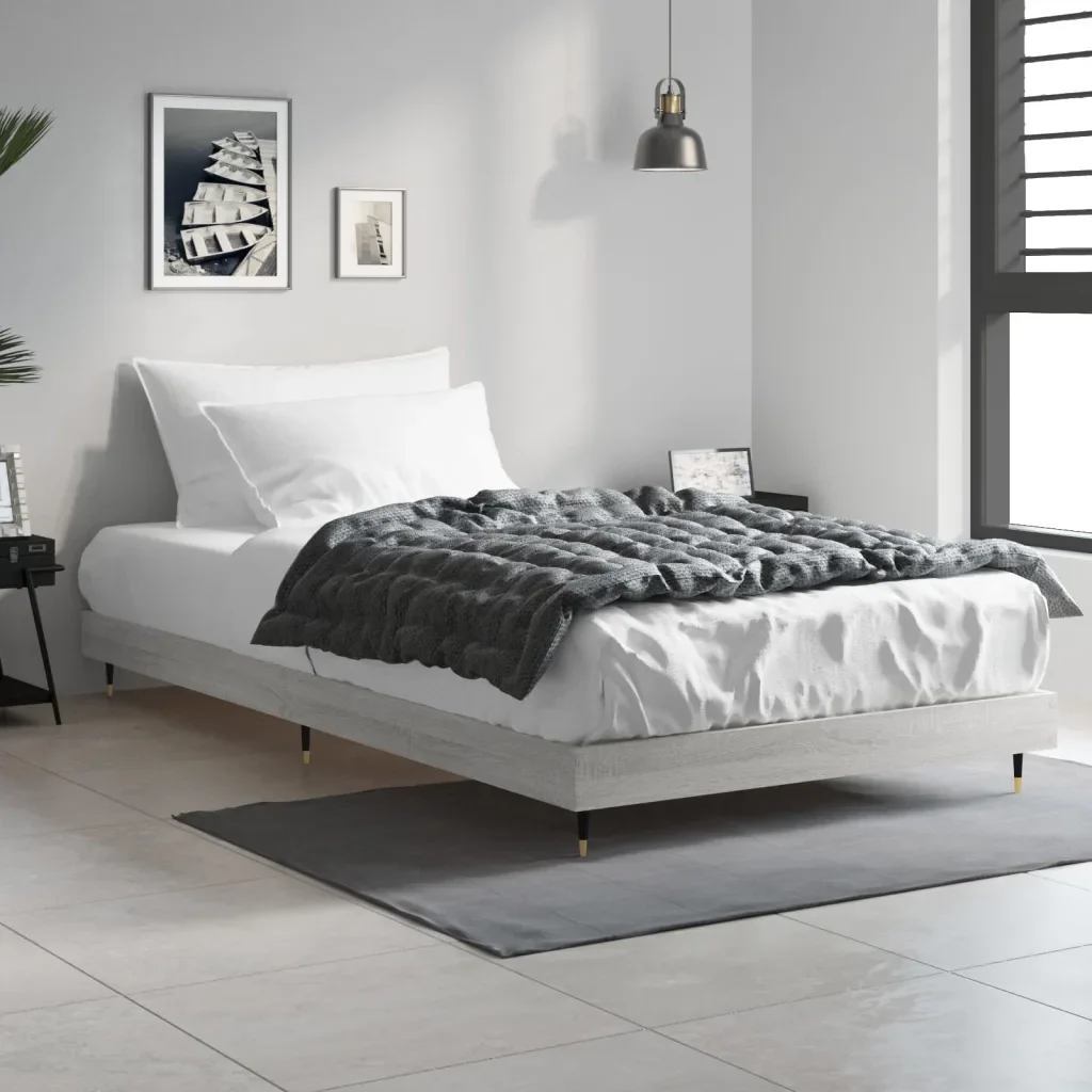 Letto singolo | Letto per adulti | Giroletto Grigio Sonoma 90x200 cm in Legno Multistrato - Image 4