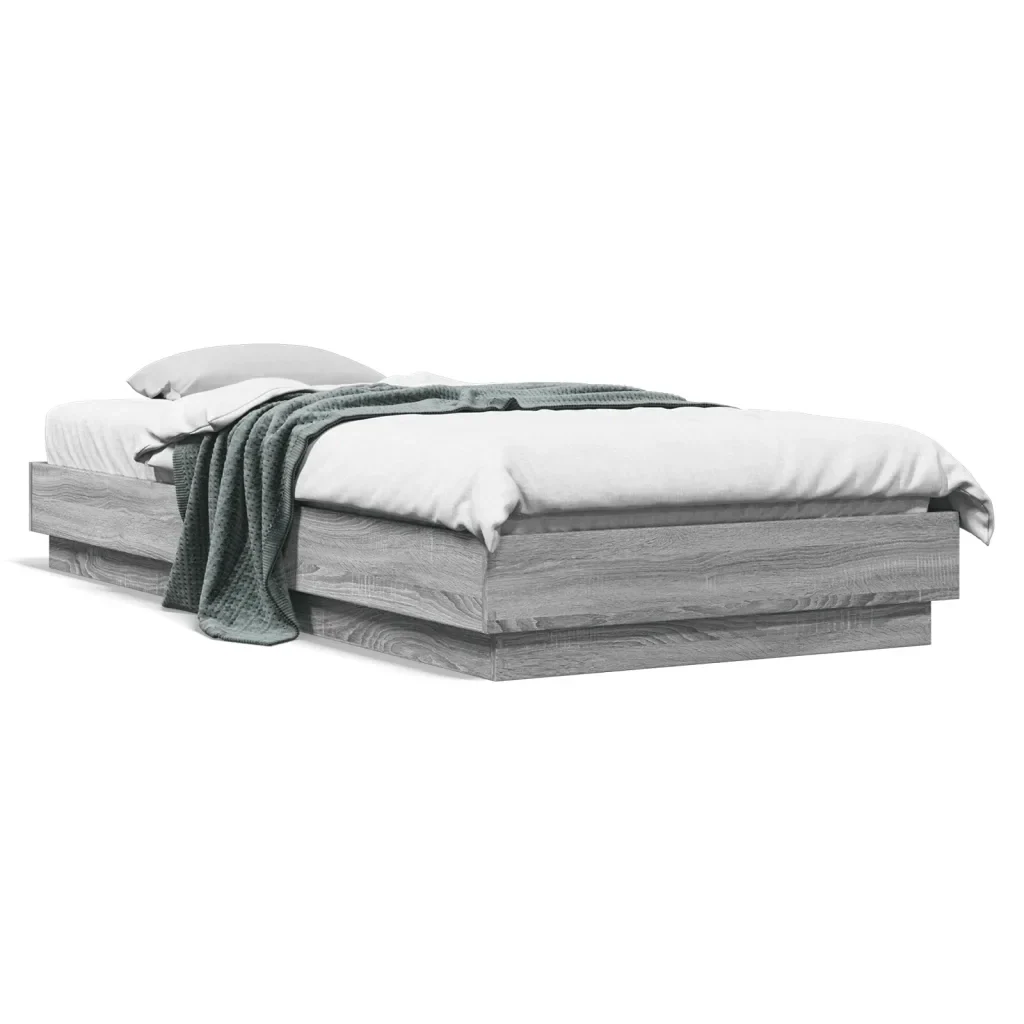 Letto singolo | Letto per adulti | Giroletto Grigio Sonoma 90x200 cm in Legno Multistrato