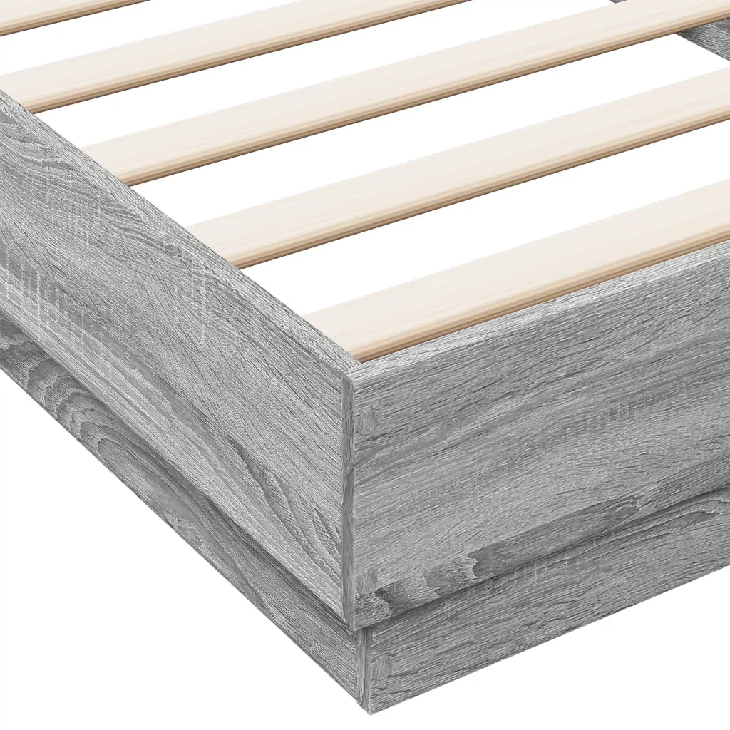 Letto singolo | Letto per adulti | Giroletto Grigio Sonoma 90x200 cm in Legno Multistrato - Image 7
