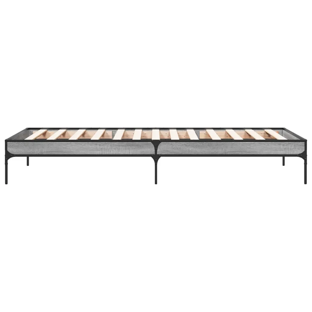 Letto singolo | Letto per adulti | Giroletto Grigio Sonoma 90x200 cm Legno Multistrato e Metallo - Image 5