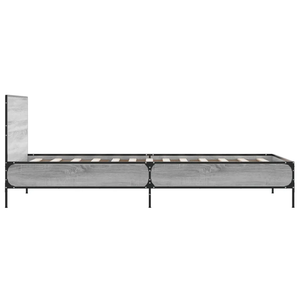Letto singolo | Letto per adulti | Giroletto Grigio Sonoma 90x200 cm Legno Multistrato e Metallo - Image 5