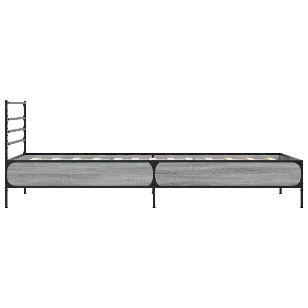 Letto singolo | Letto per adulti | Giroletto Grigio Sonoma 90x200 cm Legno Multistrato e Metallo - Image 5