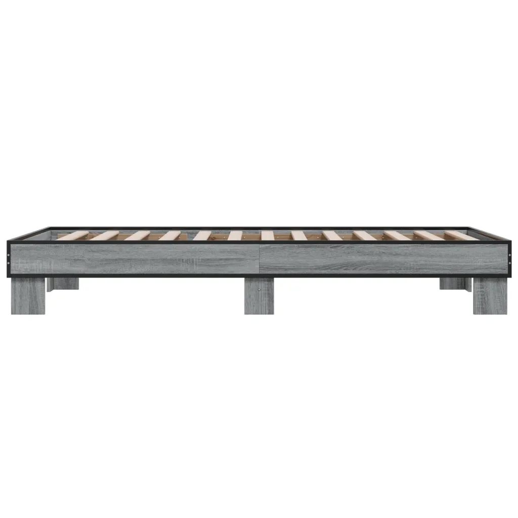 Letto singolo | Letto per adulti | Giroletto Grigio Sonoma 90x200 cm Legno Multistrato e Metallo - Image 5