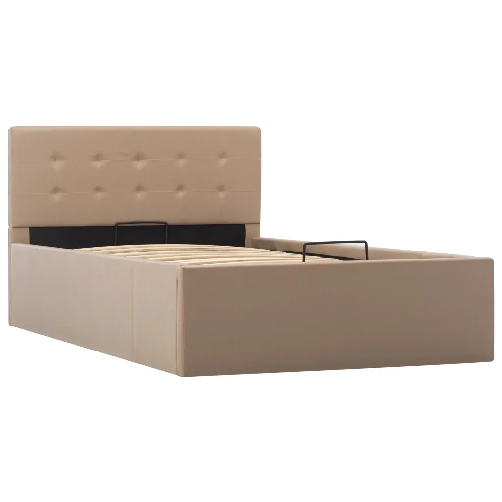 Letto singolo | Letto per adulti | Giroletto Idraulico Cappuccino in Similpelle 100x200cm - Image 3