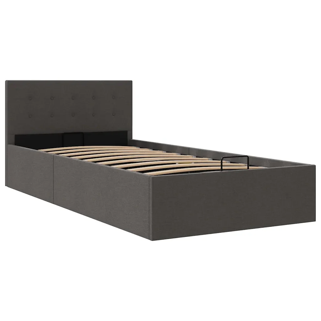 Letto singolo | Letto per adulti | Giroletto Idraulico Contenitore Grigio Scuro Tessuto 100x200cm - Image 3