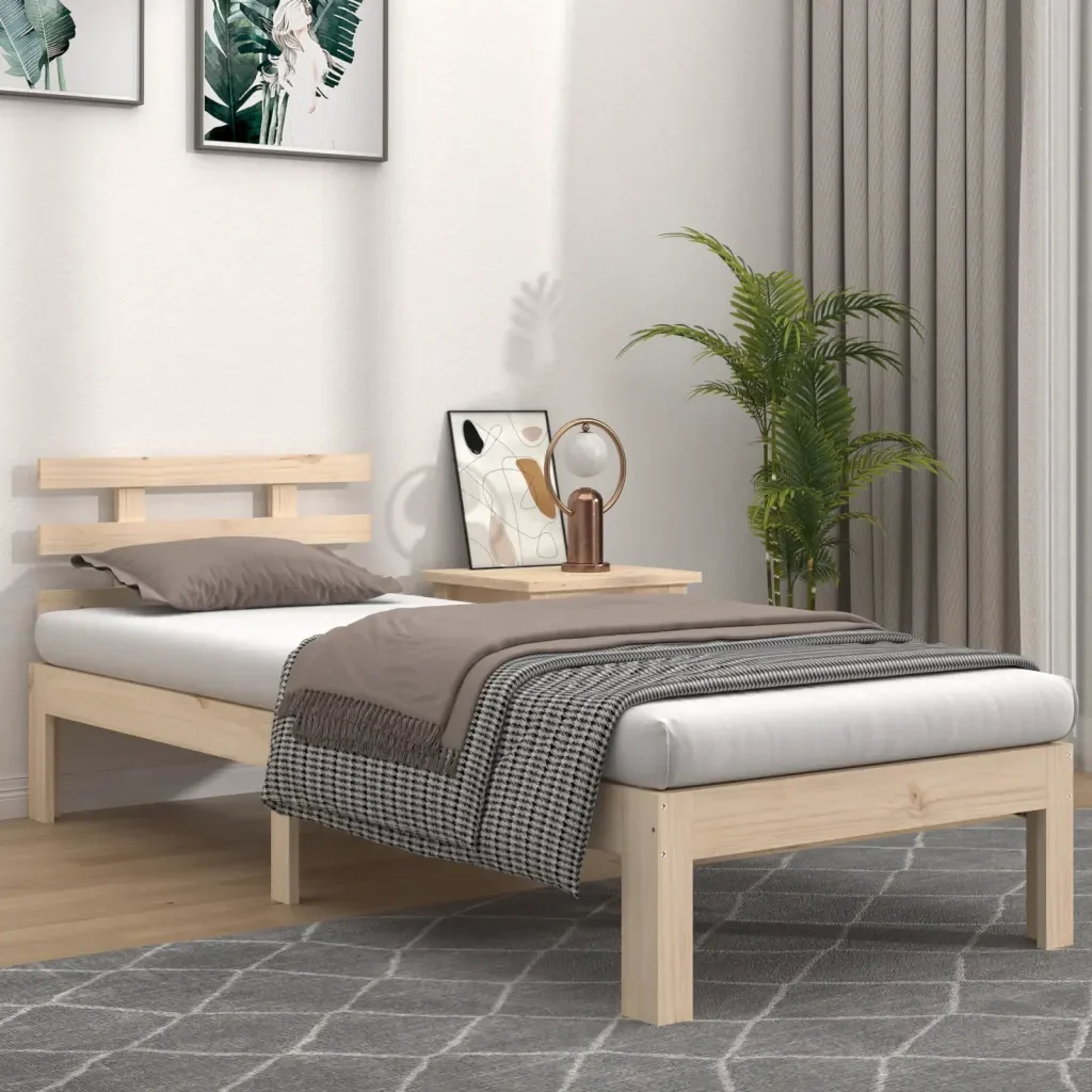 Letto singolo | Letto per adulti | Giroletto in Legno Massello 100x200 cm - Image 2