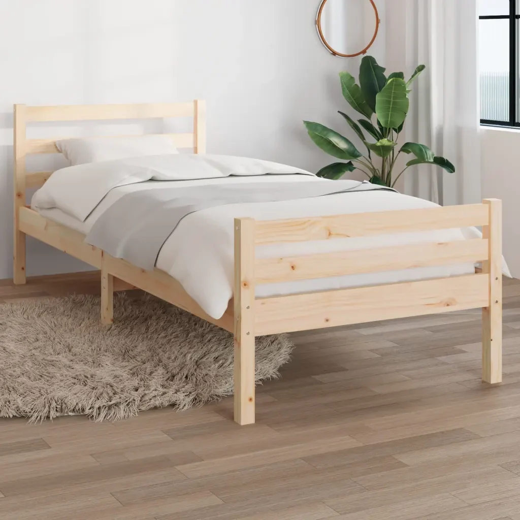 Letto singolo | Letto per adulti | Giroletto in Legno Massello 100x200 cm - Image 2