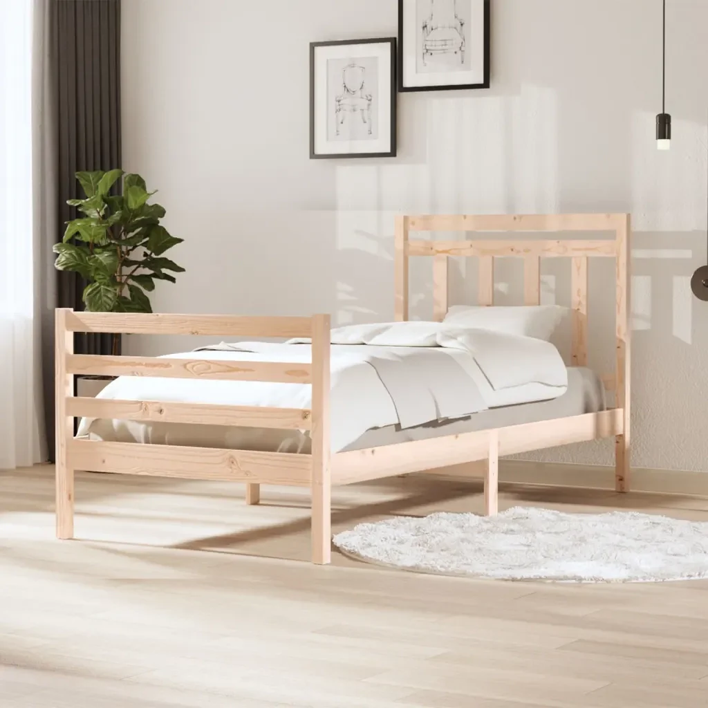 Letto singolo | Letto per adulti | Giroletto in Legno Massello 100x200 cm - Image 2