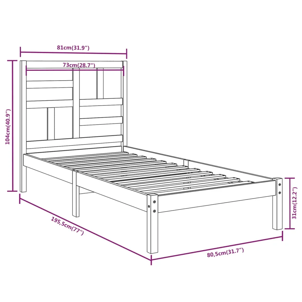 Letto singolo | Letto per adulti | Giroletto in Legno Massello 75x190 cm Small Single - Image 6