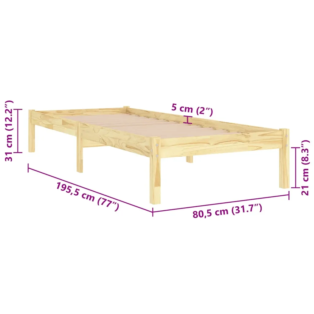 Letto singolo | Letto per adulti | Giroletto in Legno Massello 75x190 cm Small Single - Image 8