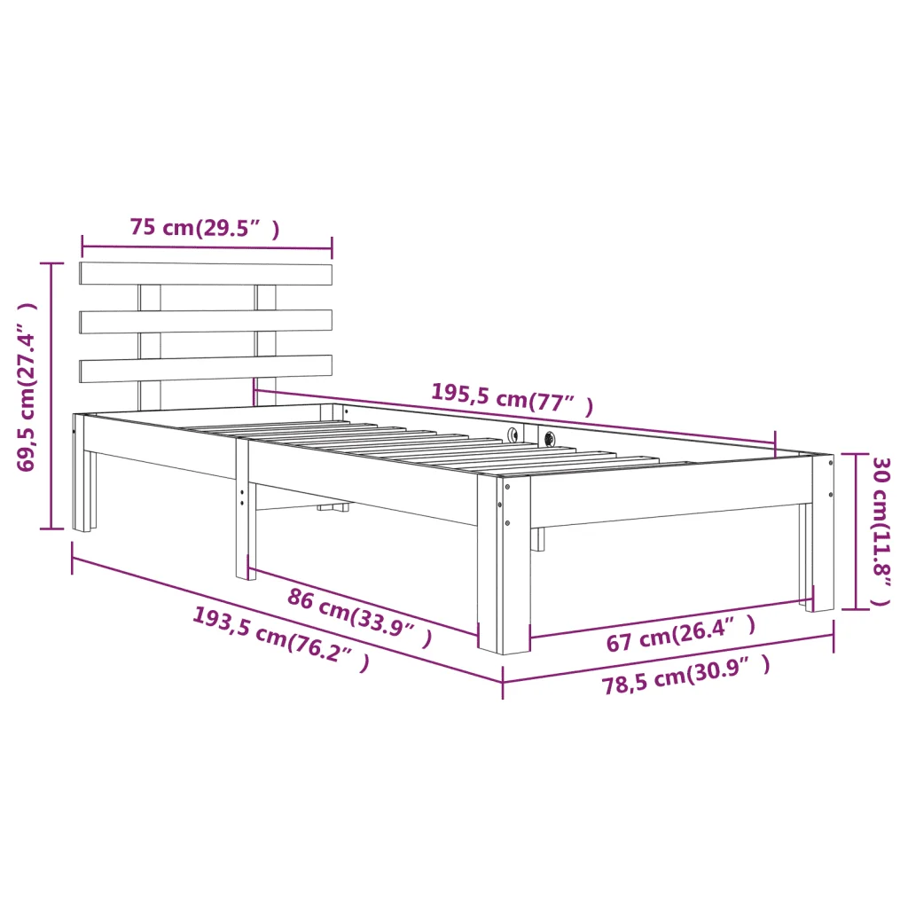 Letto singolo | Letto per adulti | Giroletto in Legno Massello 75x190 cm Small Single - Image 8