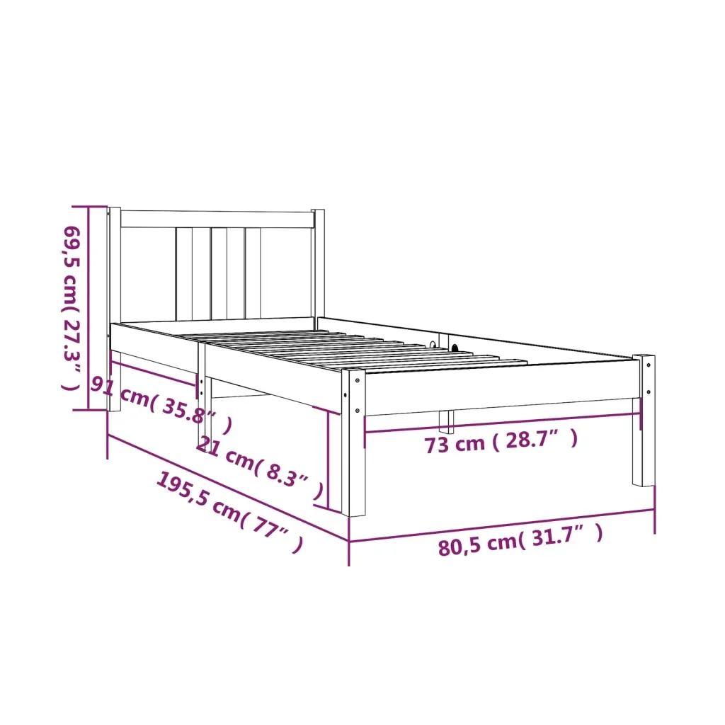 Letto singolo | Letto per adulti | Giroletto in Legno Massello 75x190 cm Small Single - Image 9