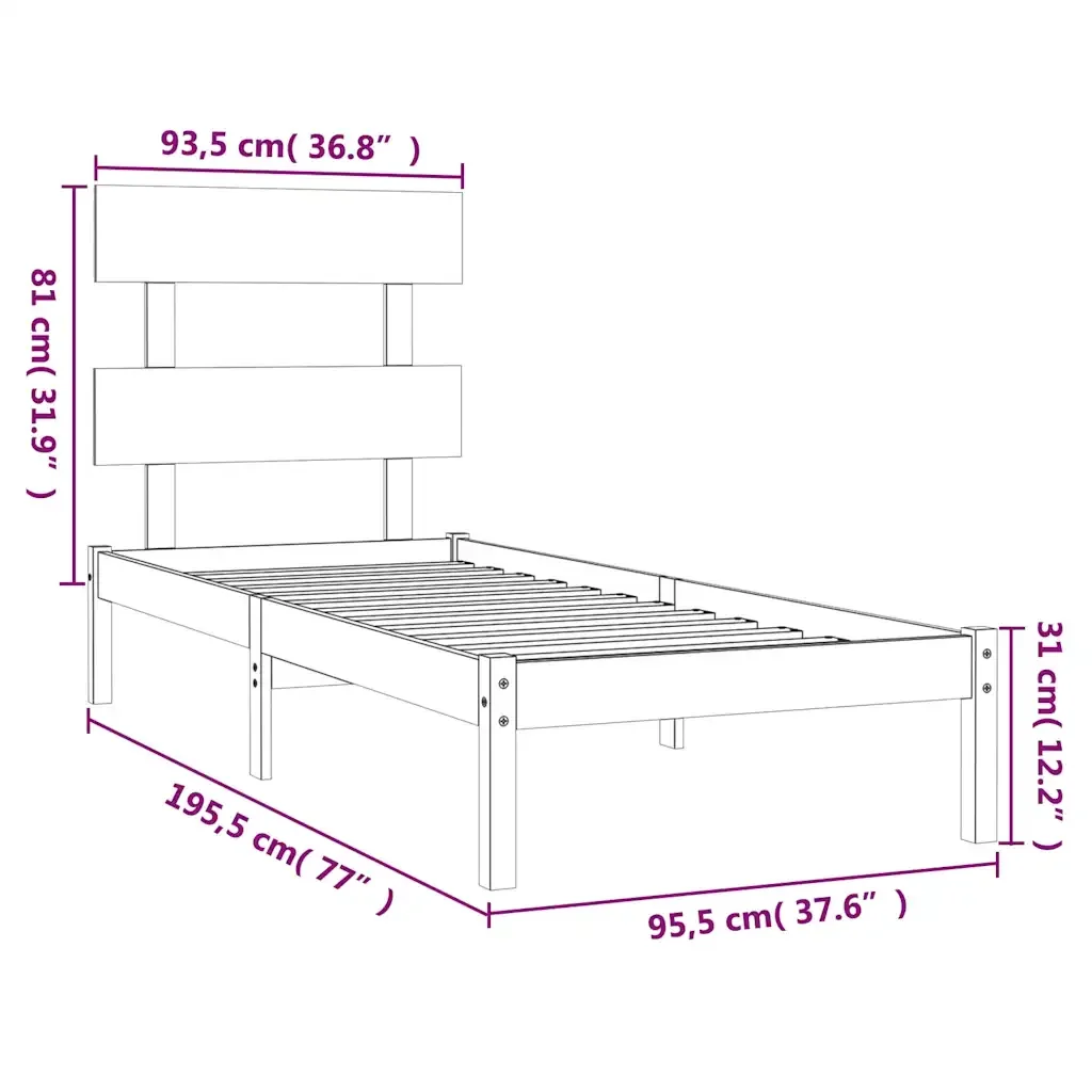 Letto singolo | Letto per adulti | Giroletto in Legno Massello 90x190 cm Single - Image 6
