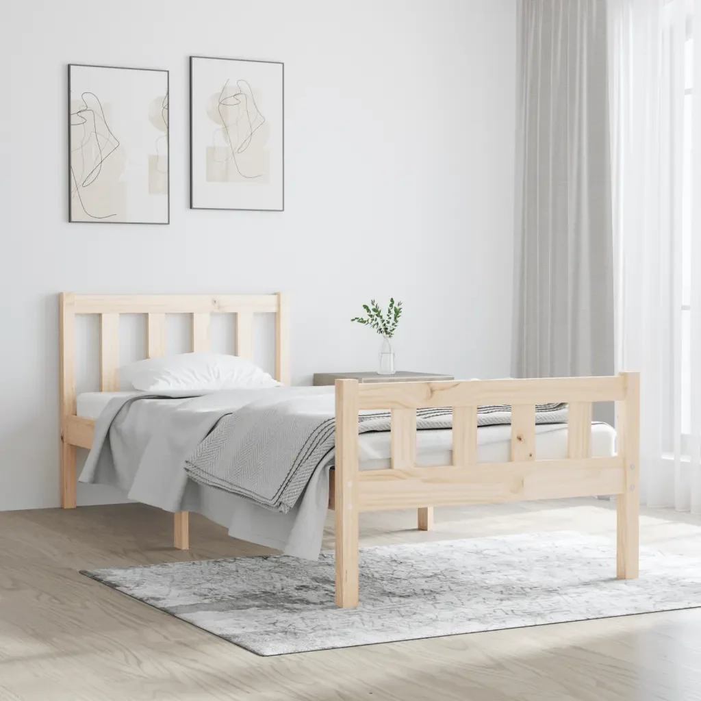 Letto singolo | Letto per adulti | Giroletto in Legno Massello 90x190 cm Single - Image 2