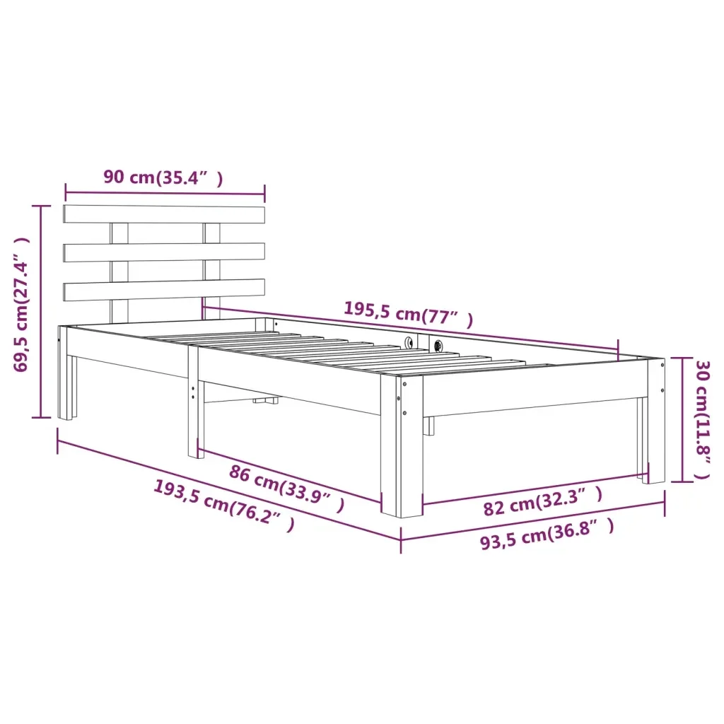 Letto singolo | Letto per adulti | Giroletto in Legno Massello 90x190 cm Single - Image 8