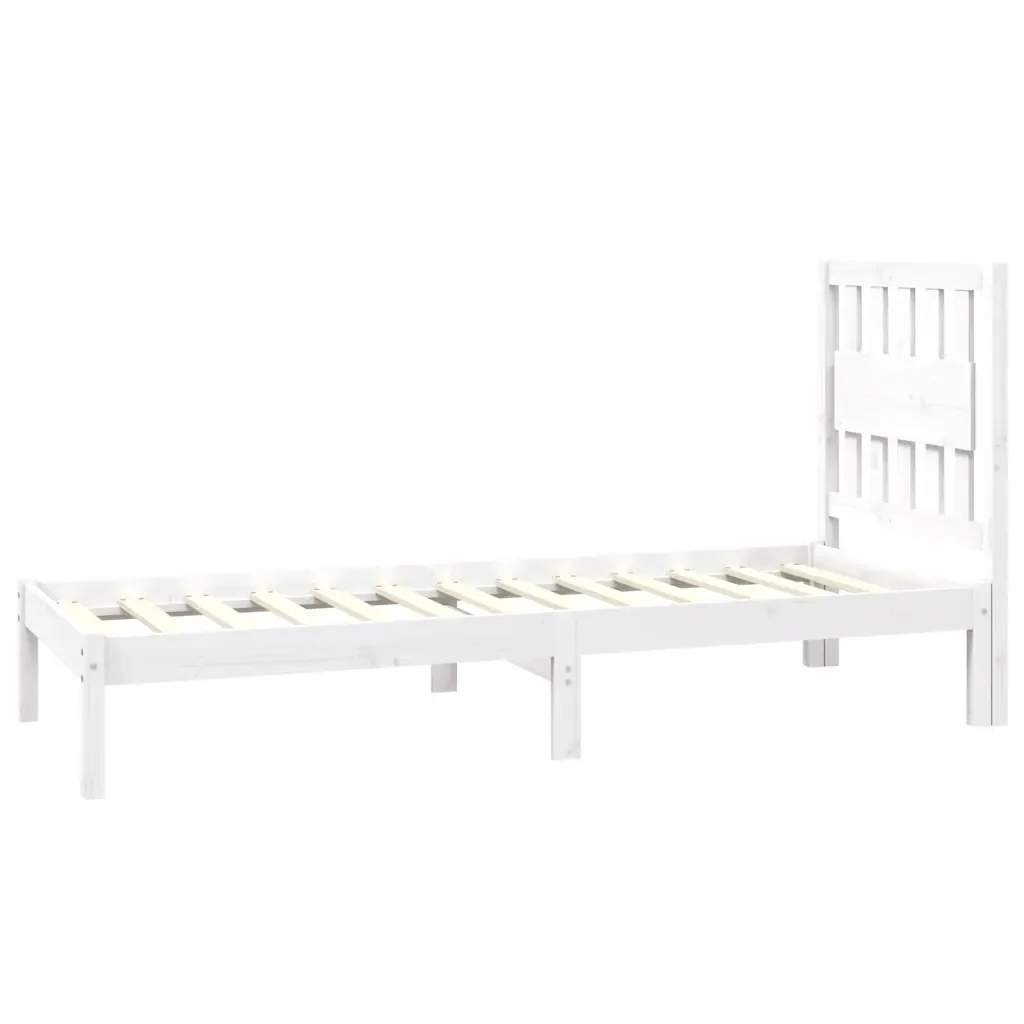 Letto singolo | Letto per adulti | Giroletto in Legno Massello Bianco 75x190 cm Small Single - Image 5
