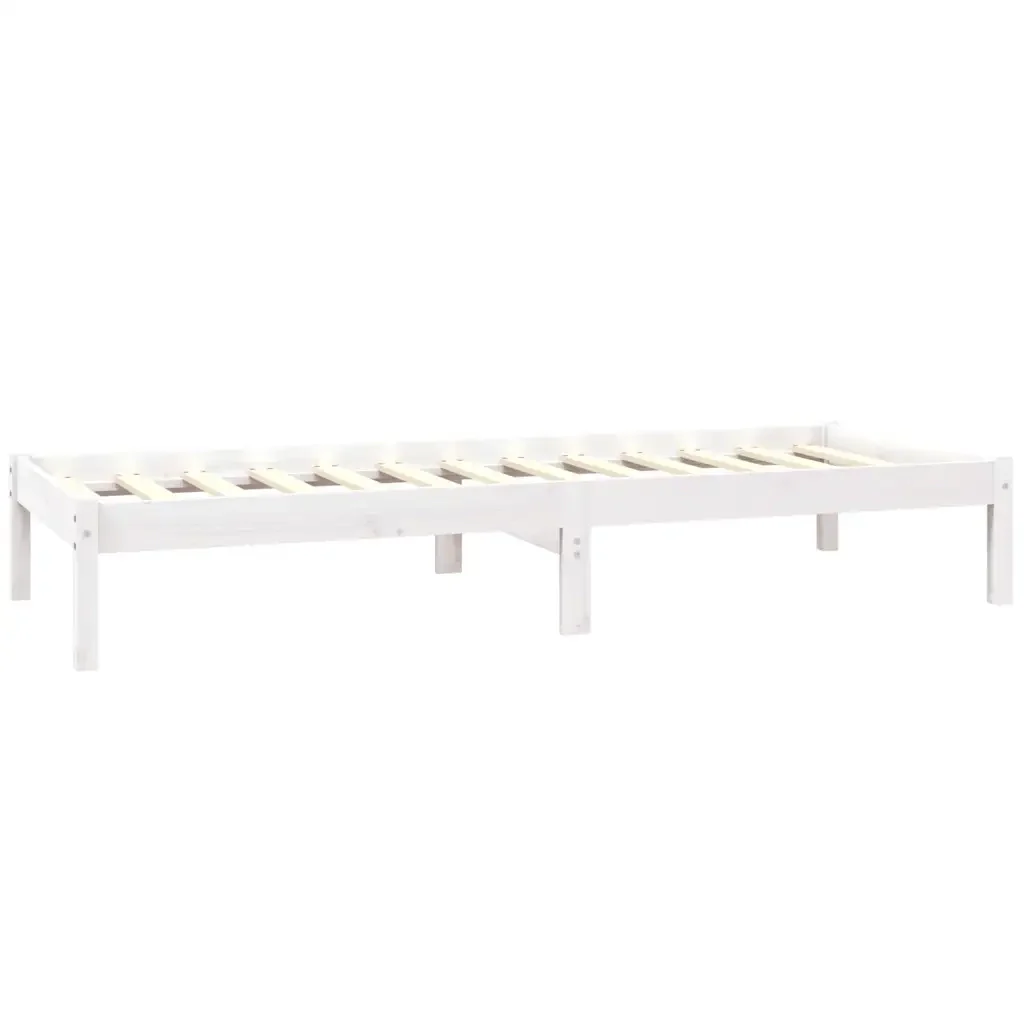 Letto singolo | Letto per adulti | Giroletto in Legno Massello Bianco 75x190 cm Small Single - Image 6