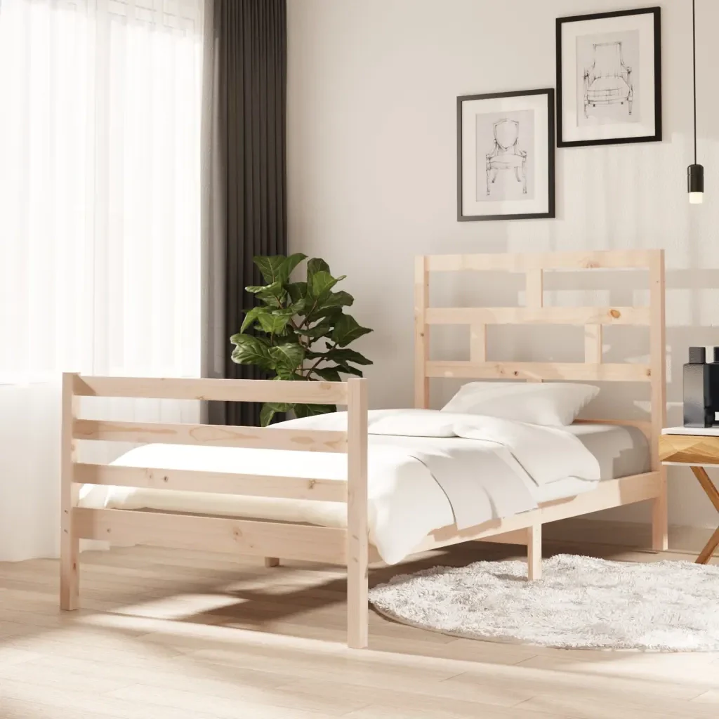 Letto singolo | Letto per adulti | Giroletto in Legno Massello di Pino 100x200 cm - Image 2