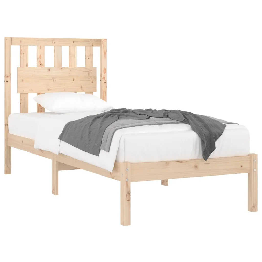 Letto singolo | Letto per adulti | Giroletto in Legno Massello di Pino 90x190 cm Single - Image 4