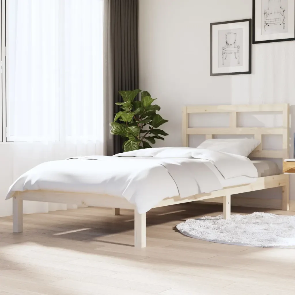 Letto singolo | Letto per adulti | Giroletto in Legno Massello di Pino 90x200 cm - Image 2