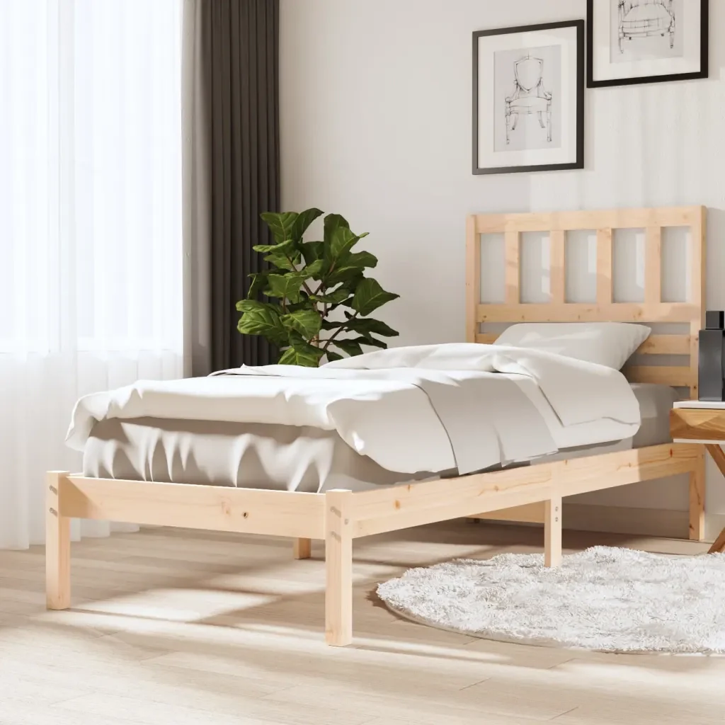 Letto singolo | Letto per adulti | Giroletto in Legno Massello di Pino 90x200 cm - Image 2