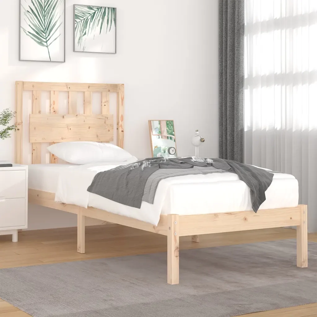 Letto singolo | Letto per adulti | Giroletto in Legno Massello di Pino 90x200 cm - Image 2