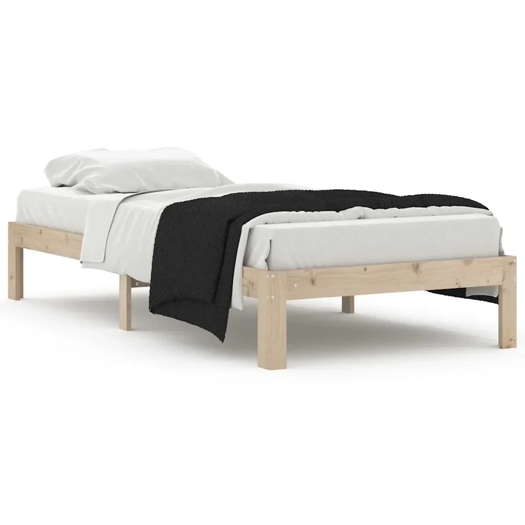 Letto singolo | Letto per adulti | Giroletto in Legno Massello di Pino 90x200 cm