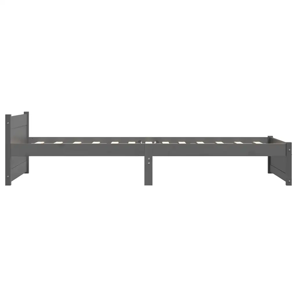 Letto singolo | Letto per adulti | Giroletto in Legno Massello Grigio 75x190 cm Small Single - Image 5