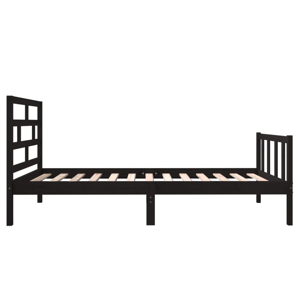 Letto singolo | Letto per adulti | Giroletto in Legno Massello Nero 75x190 cm Small Single - Image 5