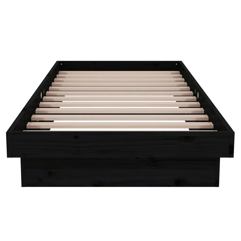 Letto singolo | Letto per adulti | Giroletto in Legno Massello Nero 75x190 cm Small Single - Image 5