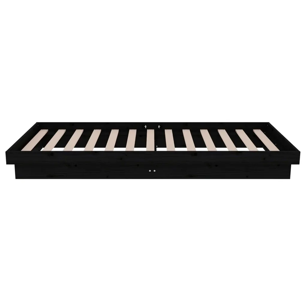Letto singolo | Letto per adulti | Giroletto in Legno Massello Nero 75x190 cm Small Single - Image 6