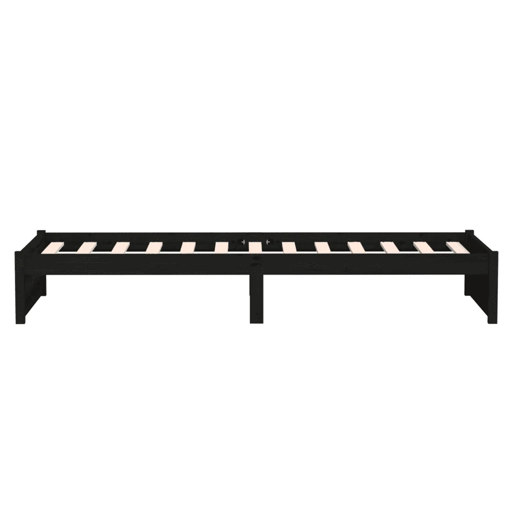 Letto singolo | Letto per adulti | Giroletto in Legno Massello Nero 75x190 cm Small Single - Image 6
