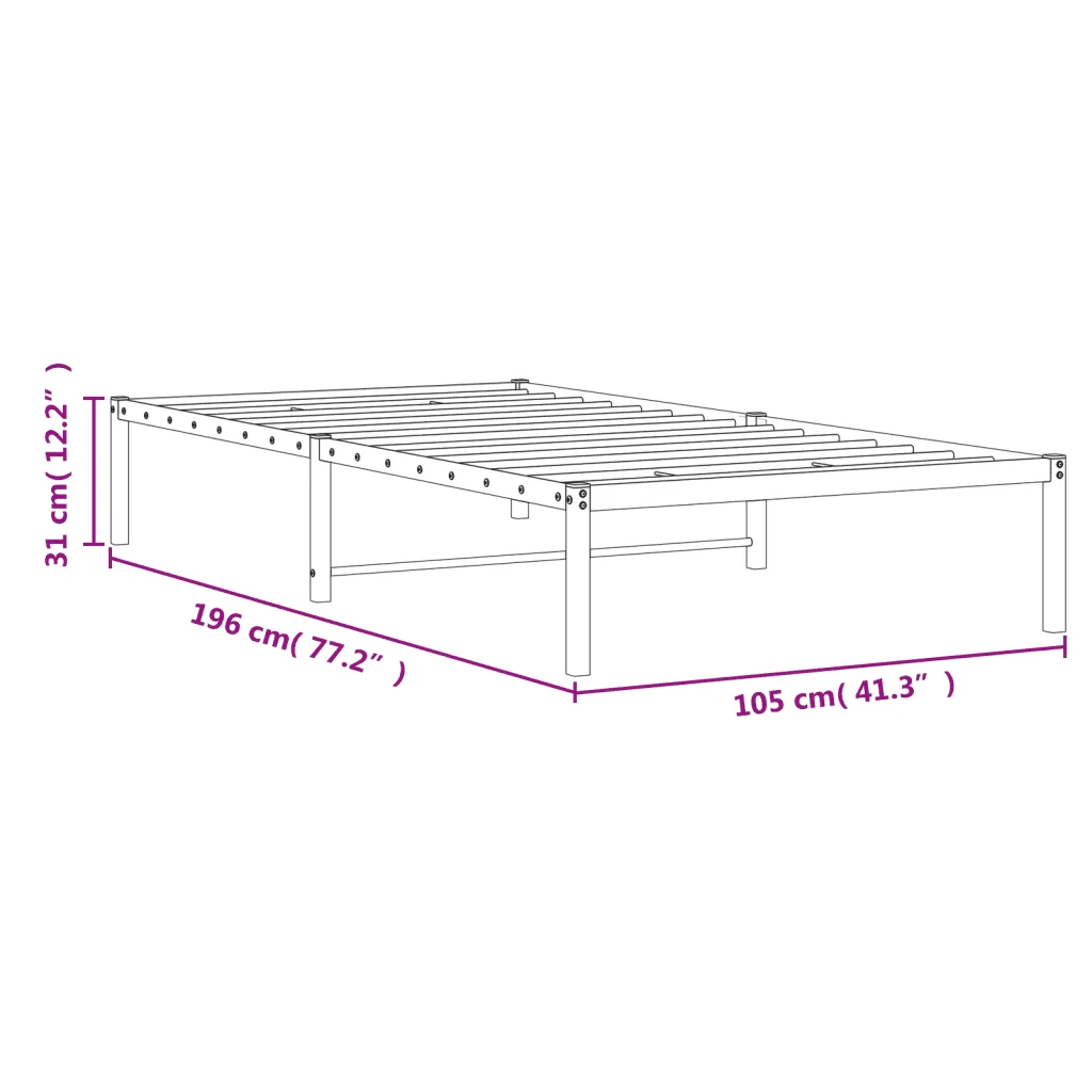 Letto singolo | Letto per adulti | Giroletto in Metallo Bianco 100x190 cm - Image 9