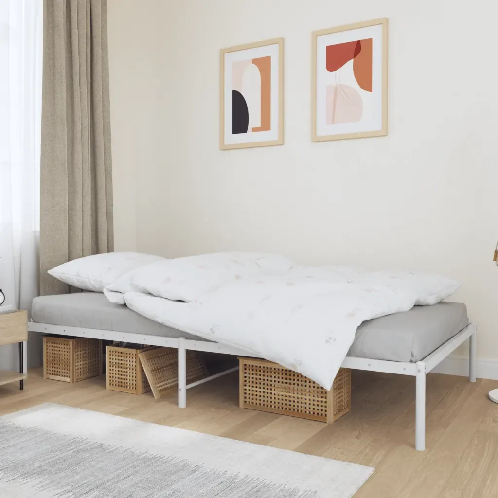 Letto singolo | Letto per adulti | Giroletto in Metallo Bianco 100x200 cm - Image 2