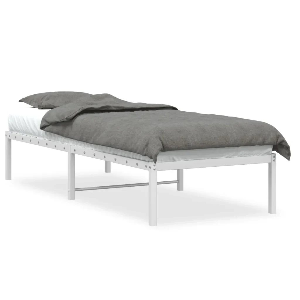 Letto singolo | Letto per adulti | Giroletto in Metallo Bianco 75x190 cm