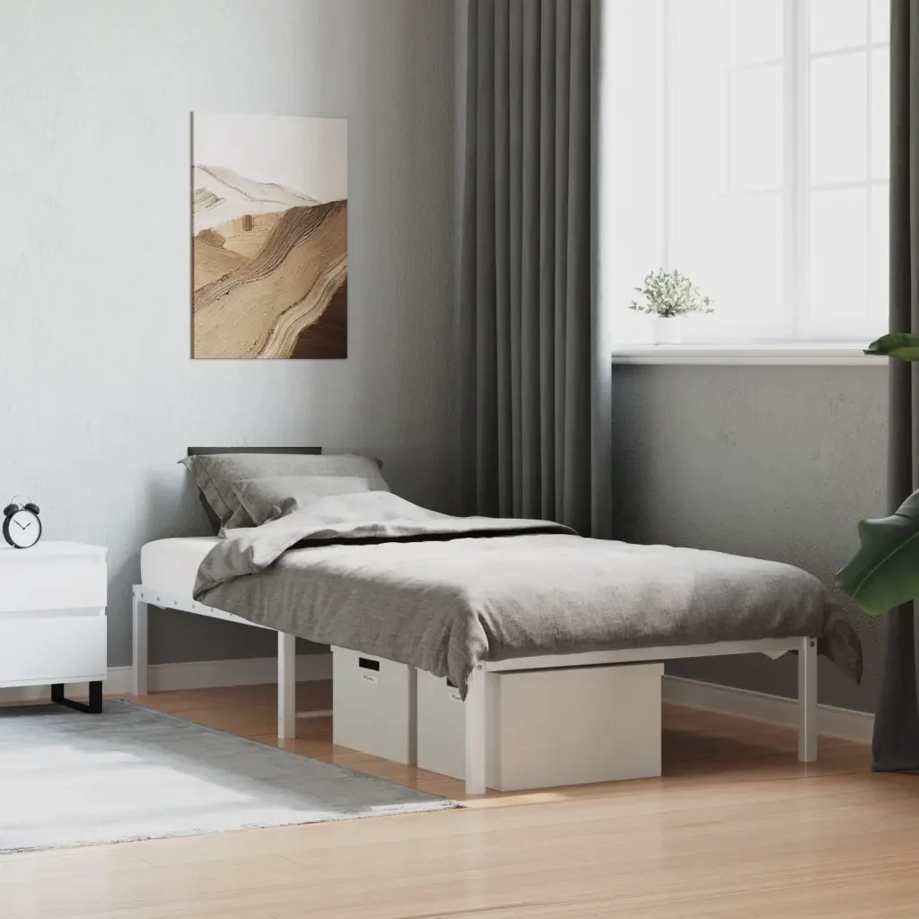 Letto singolo | Letto per adulti | Giroletto in Metallo Bianco 90x190 cm - Image 2