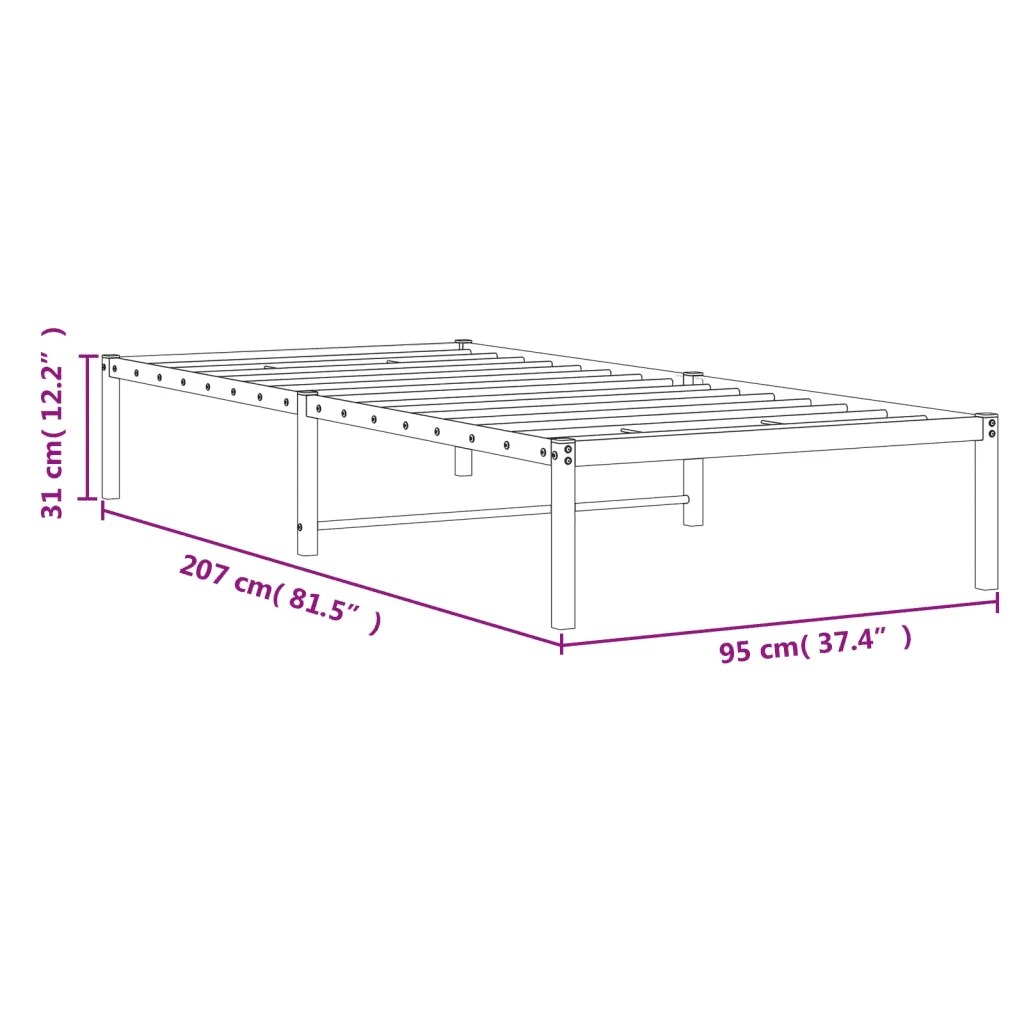 Letto singolo | Letto per adulti | Giroletto in Metallo Bianco 90x200 cm - Image 9