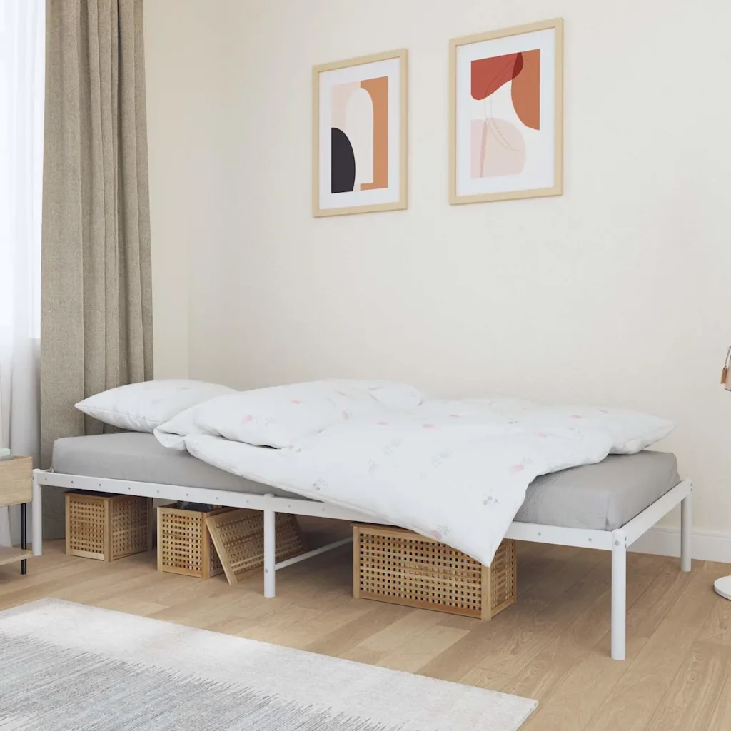Letto singolo | Letto per adulti | Giroletto in Metallo Bianco 90x200 cm - Image 2