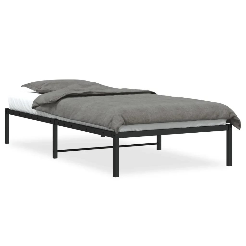 Letto singolo | Letto per adulti | Giroletto in Metallo Nero 100x200 cm