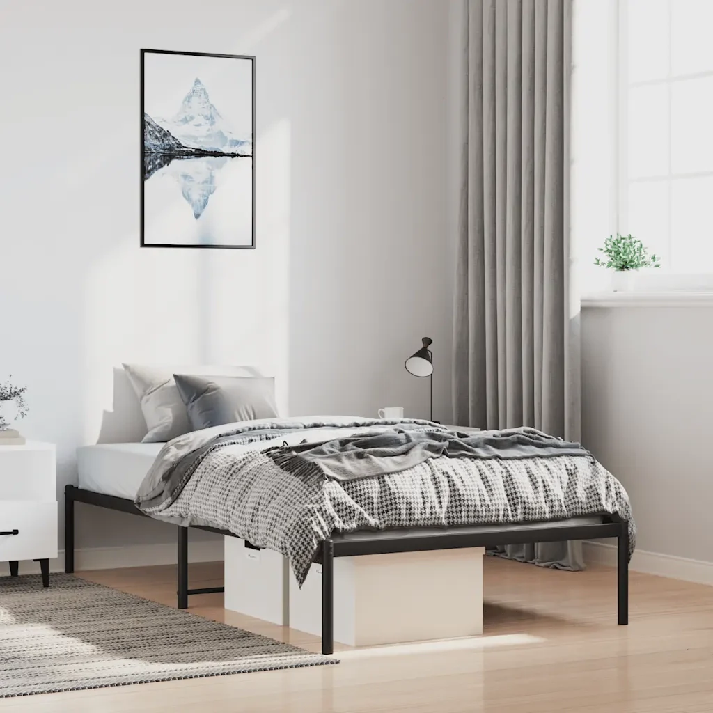 Letto singolo | Letto per adulti | Giroletto in Metallo Nero 100x200 cm - Image 2